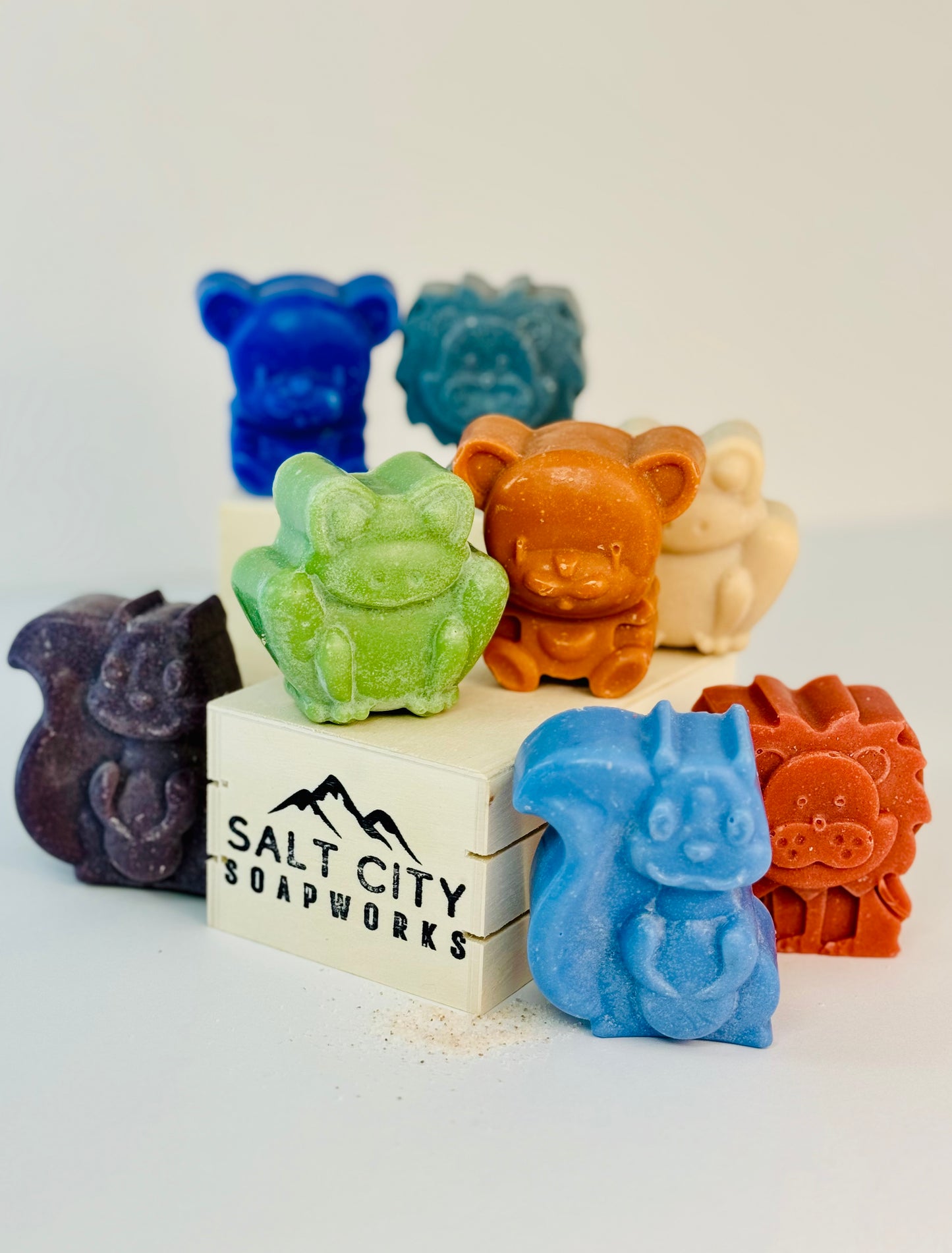 colorful animal salt soap