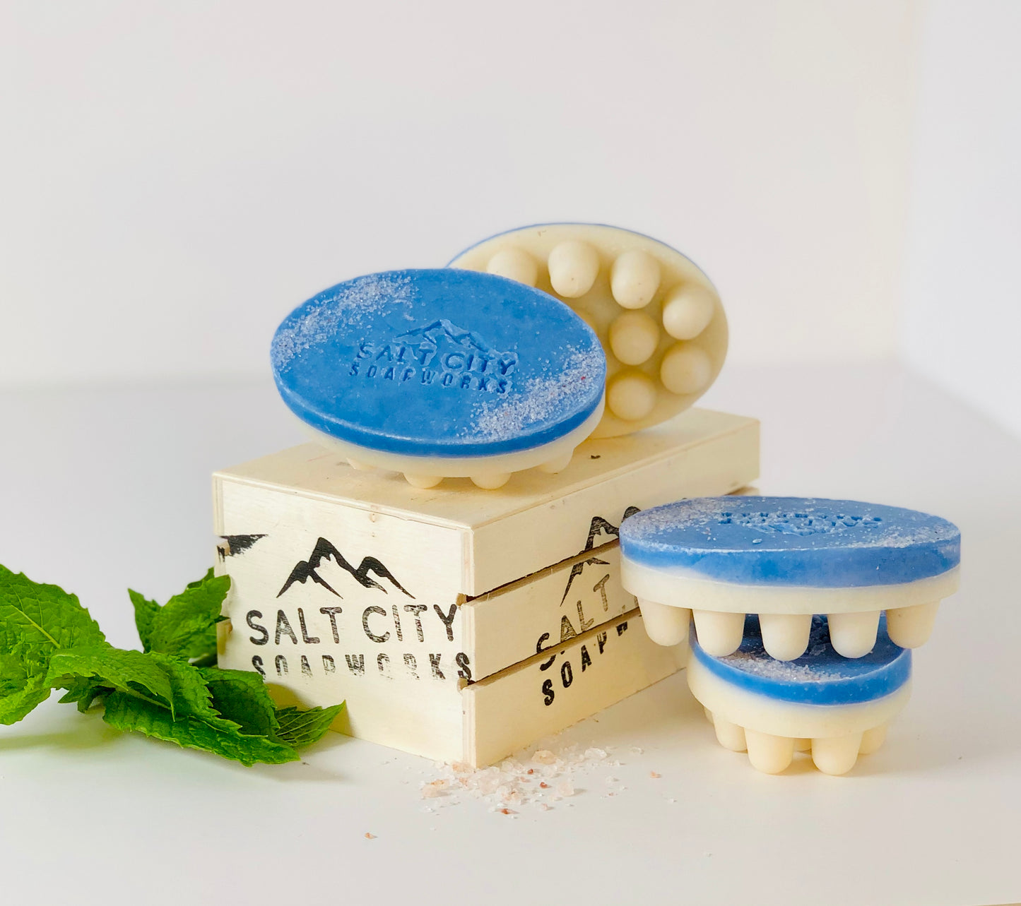 Peppermint Massage Salt Soap Set